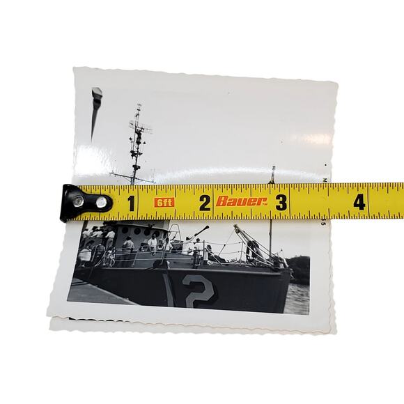 Vtg Lot of 2 Monochrome Docked Ship Photos 1955 Found Snapshot 3.5" x 3.5" - Picture 5 of 6